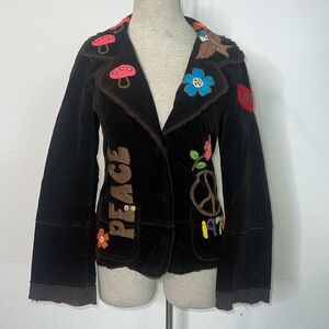 Johnny Was Joystick Embroidered Micro-cord Jacket Blazer